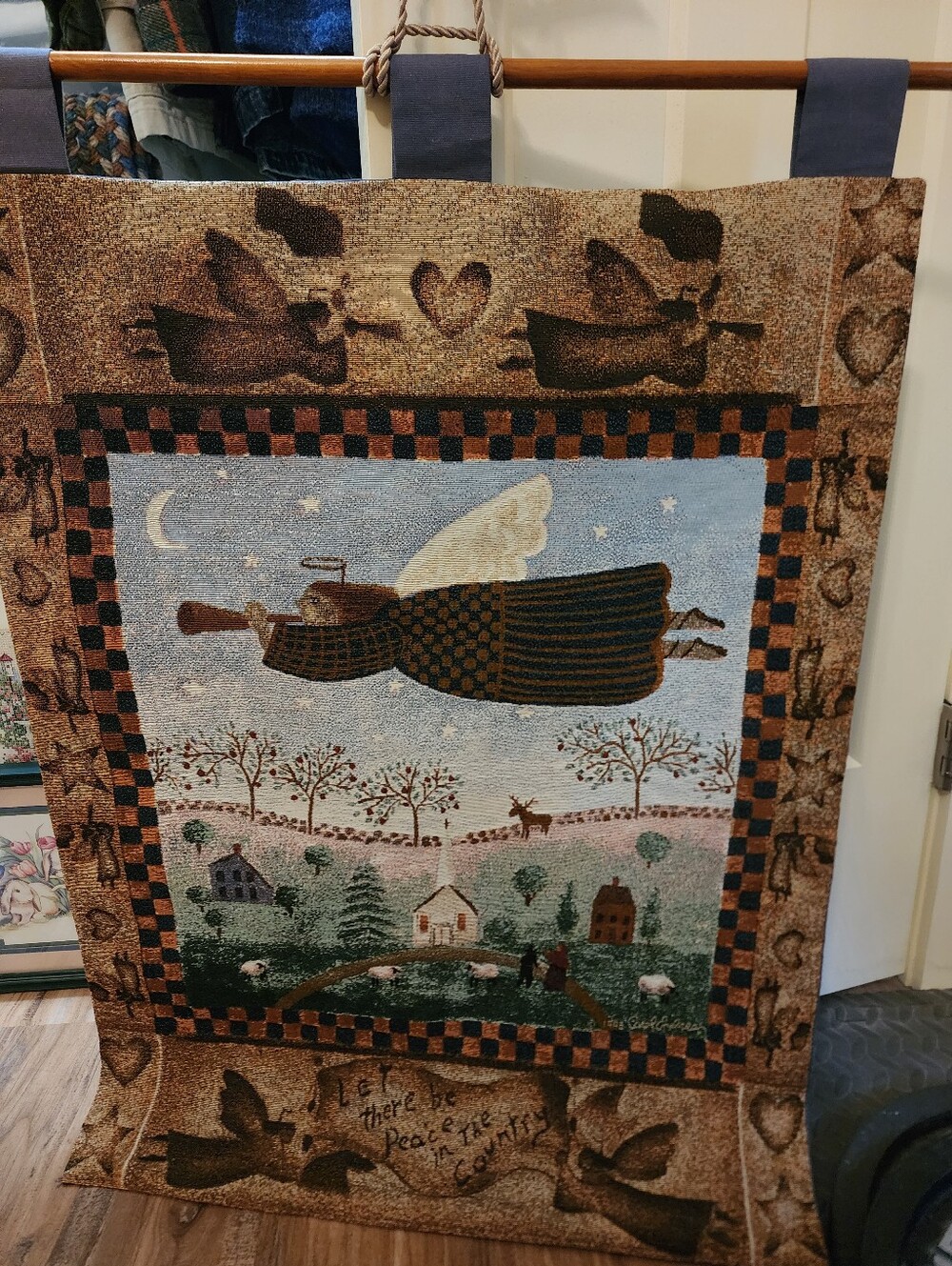 Angel And Sheep Tapestry Wall Hanging